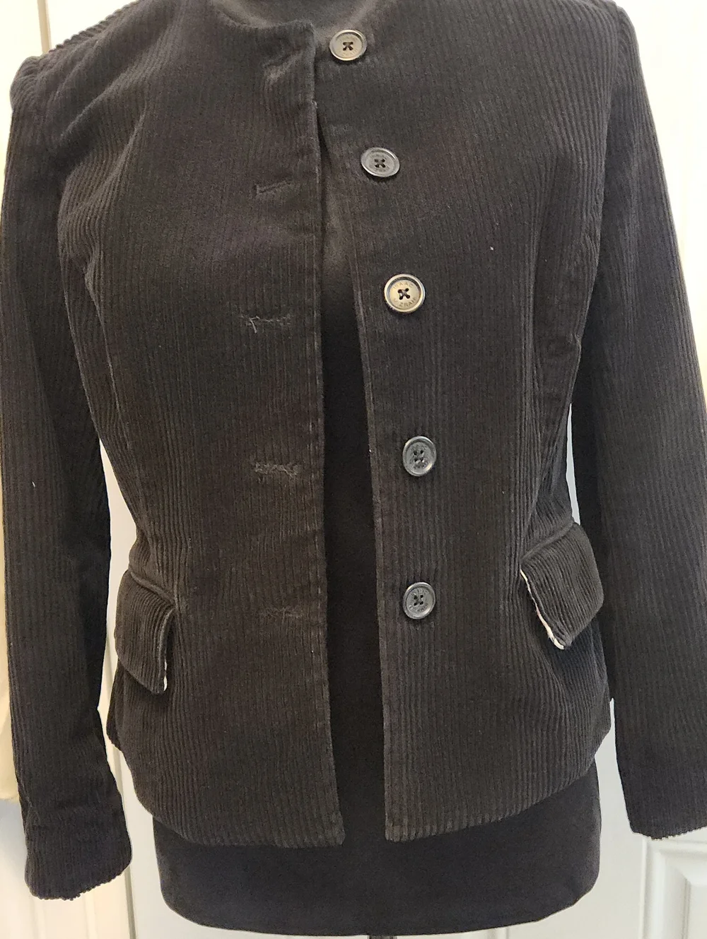 Isaac Mizrahi Black Corduroy Button Front Blazer